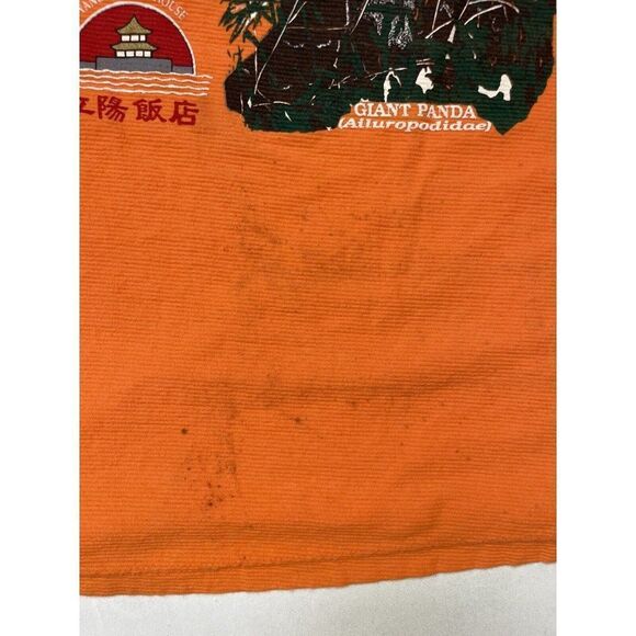 VINTAGE Excursion China Giant Panda Graphic T-shirt Men Large Orange USA 90s - Picture 3 of 11